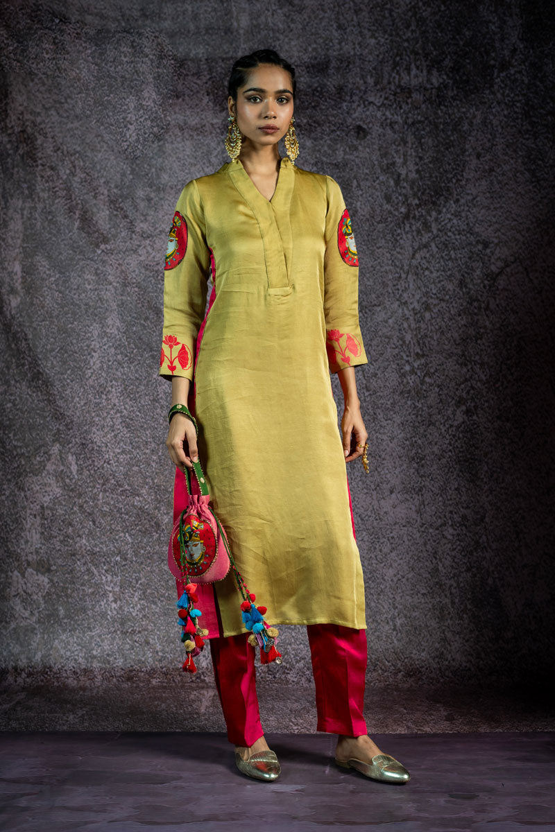 PADMA SAAJ PISTA METALLIC KURTA + SALWAR (SET OF 2)