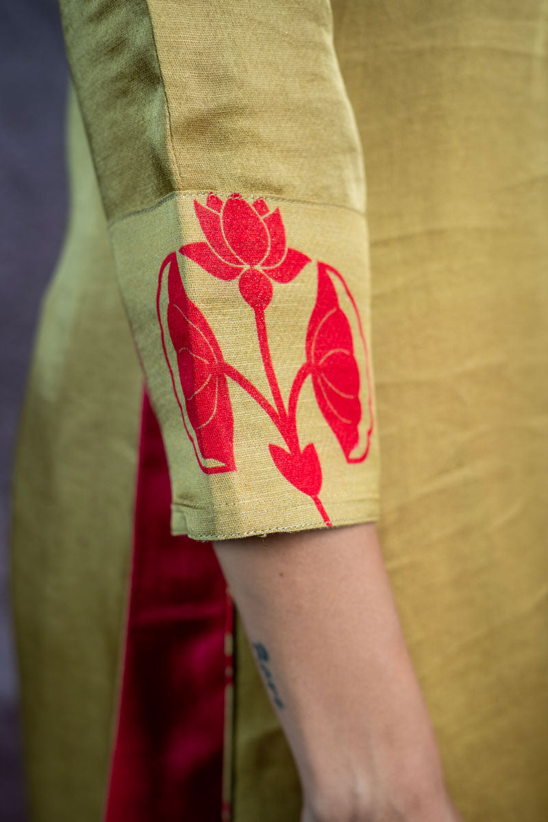 PADMA SAAJ PISTA METALLIC KURTA + SALWAR+ DUPATTA (SET OF 3)