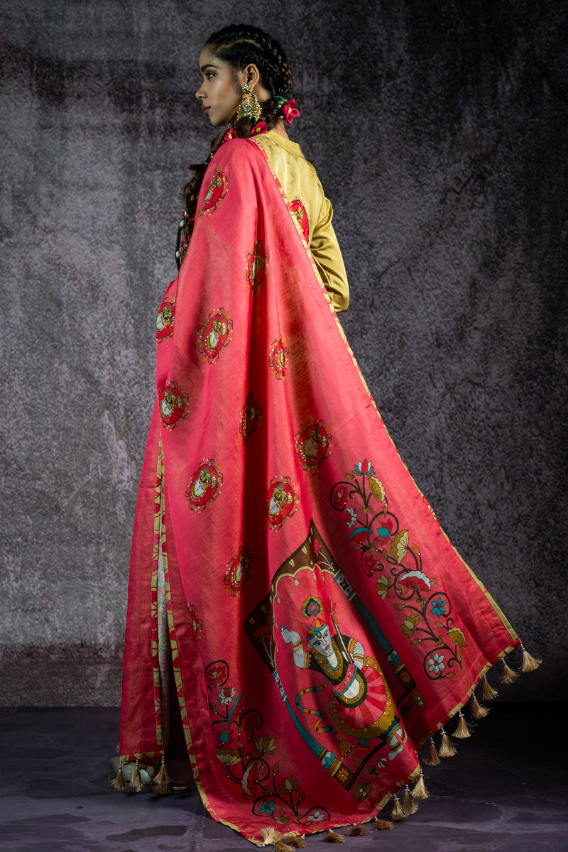 PADMA SAAJ PISTA METALLIC KURTA + SALWAR+ DUPATTA (SET OF 3)