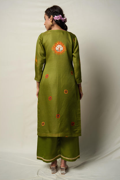 VANA MRIGA GREEN KURTA + PALAZZO SET ( SET OF 2 )