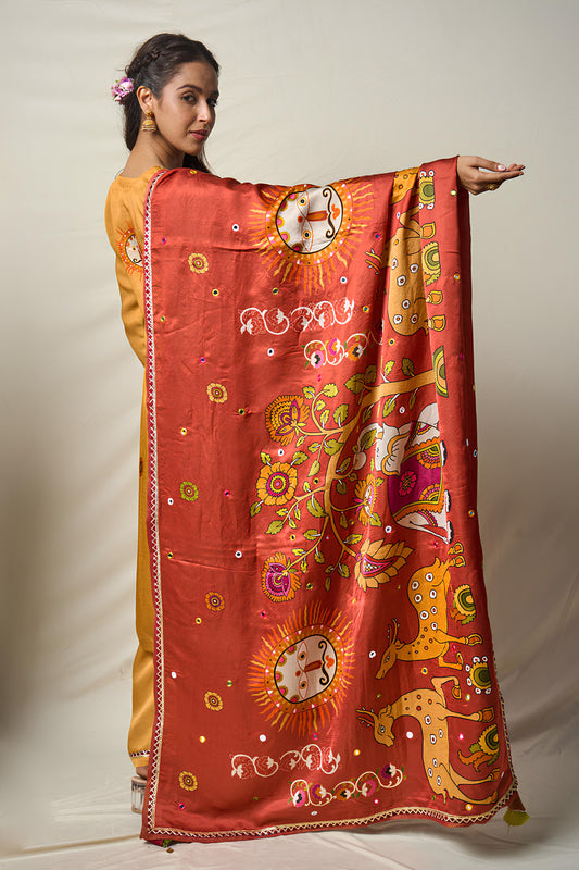 VANA MRIGA RUST DUPATTA