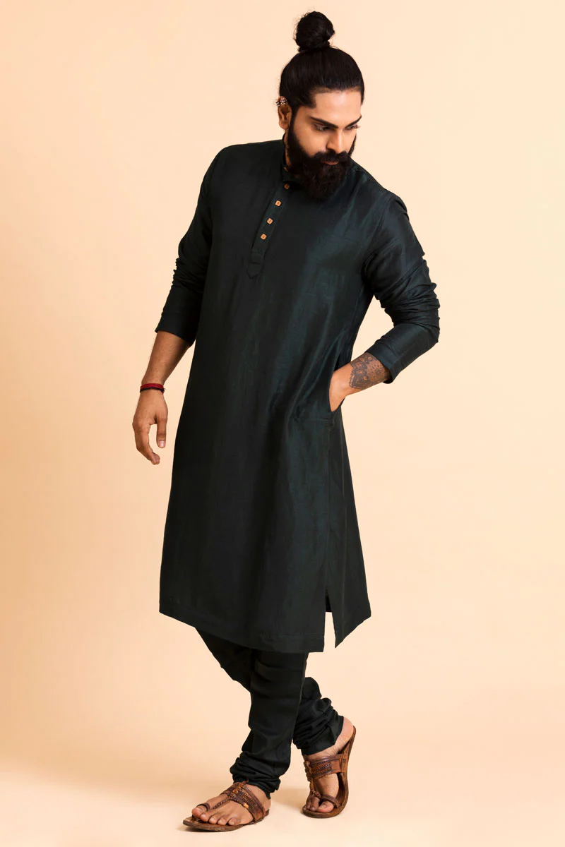 GREEN SET OF 3 ( Kurta +Churidar+Anandvan Jacket ) MAN