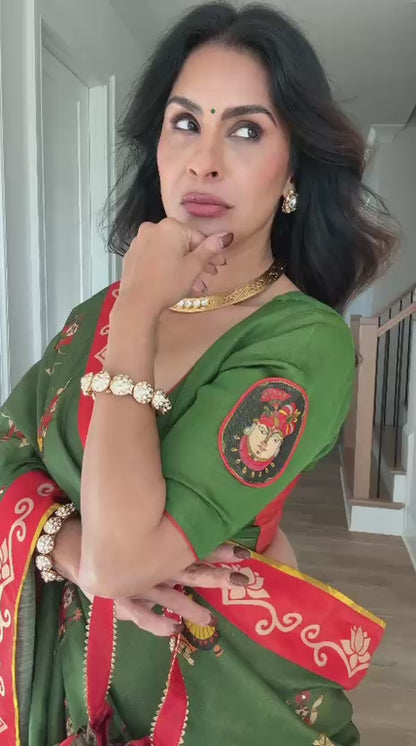 MANAGLMURTI HARĀ METALLIC SAREE