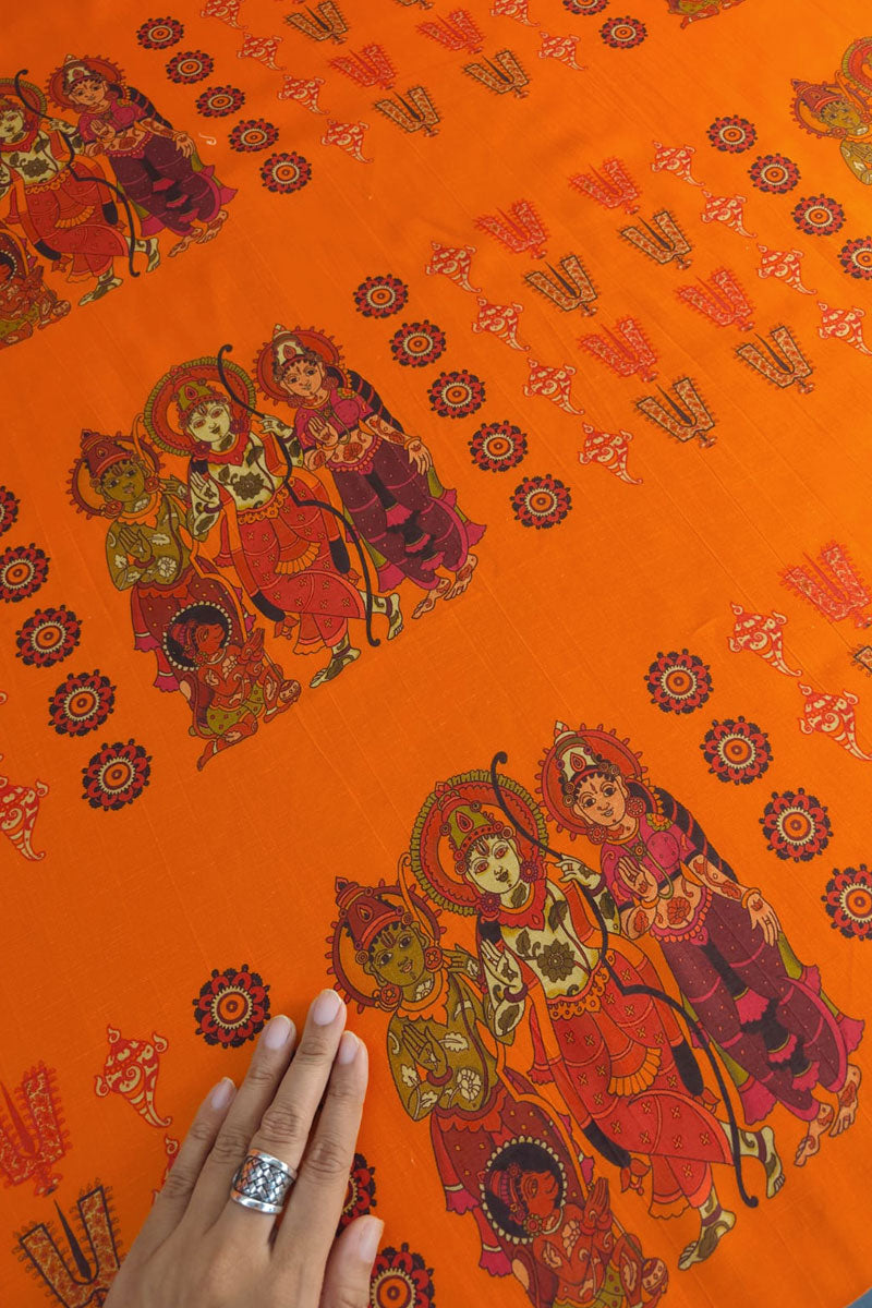 Siya sutra orange fabric