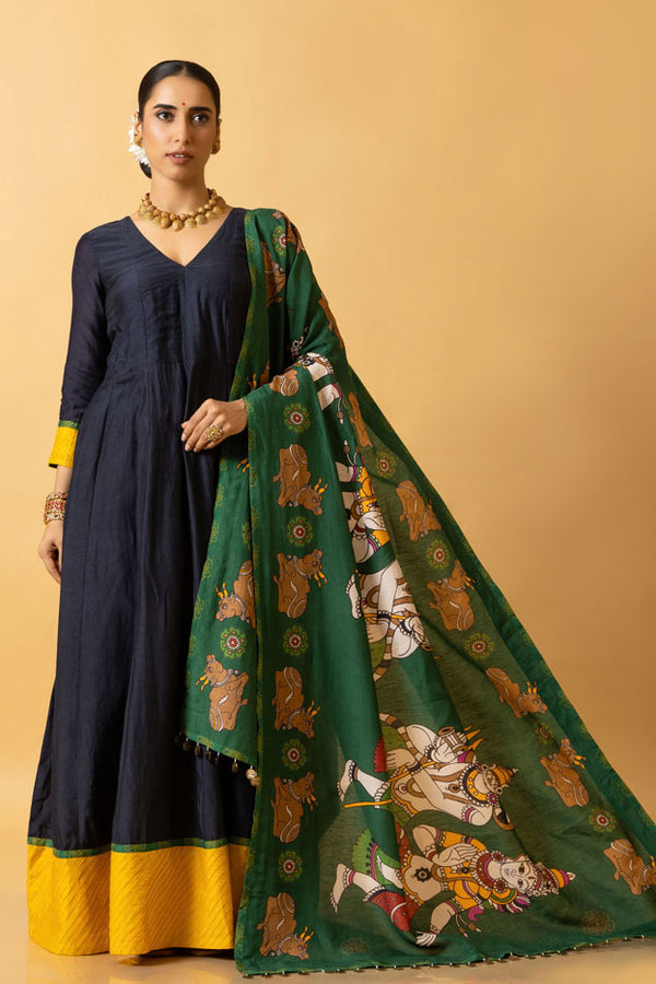 NEEL ANARKALI DRESS + LASYA SHIV-PARVATI DUPATTA ( SET OF 2)