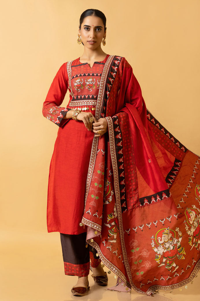 NATYA GANAPATI EMBROIDERED DUPATTA