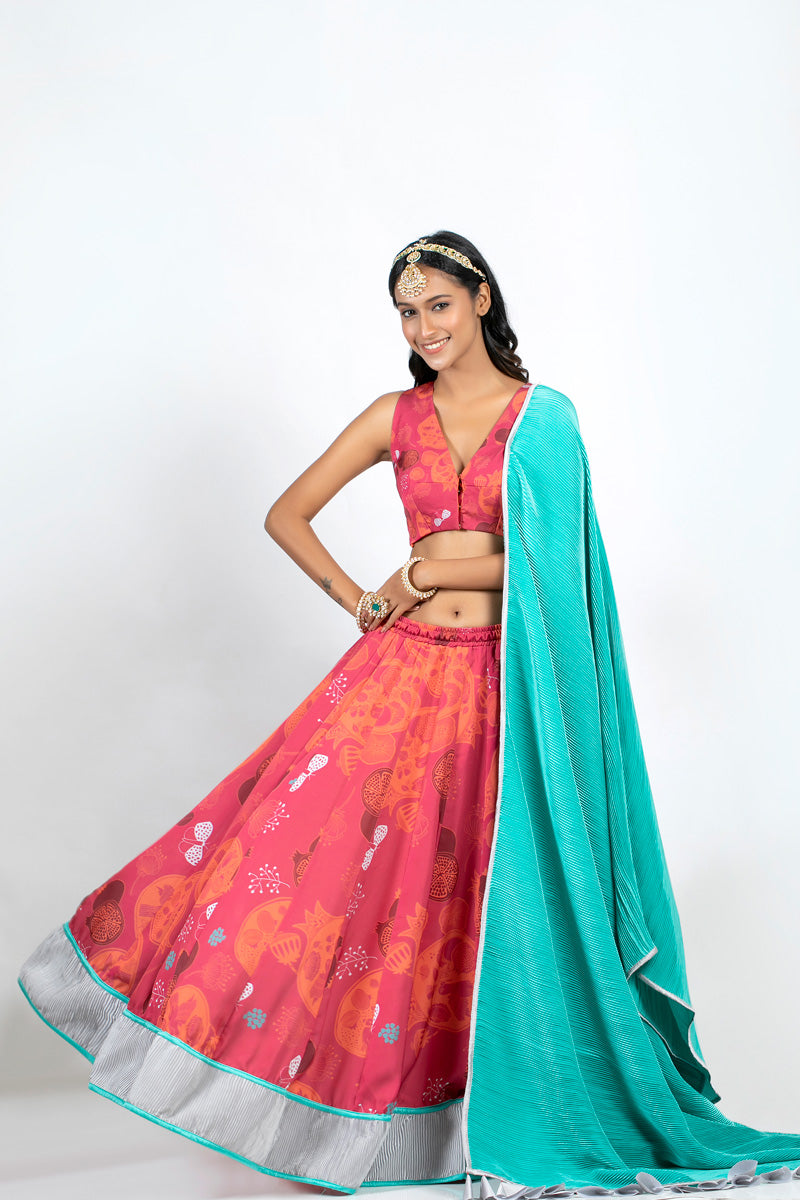 Bird of paradise lehenga (set of 3)