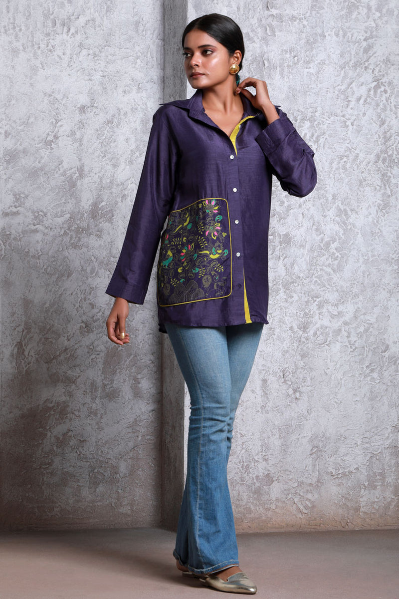 Bagh Patch Purple Shirt