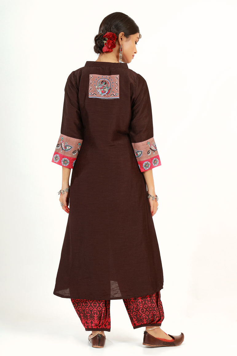 Coffee Saraswati Set + Brahmi dupatta ( set of 3 )