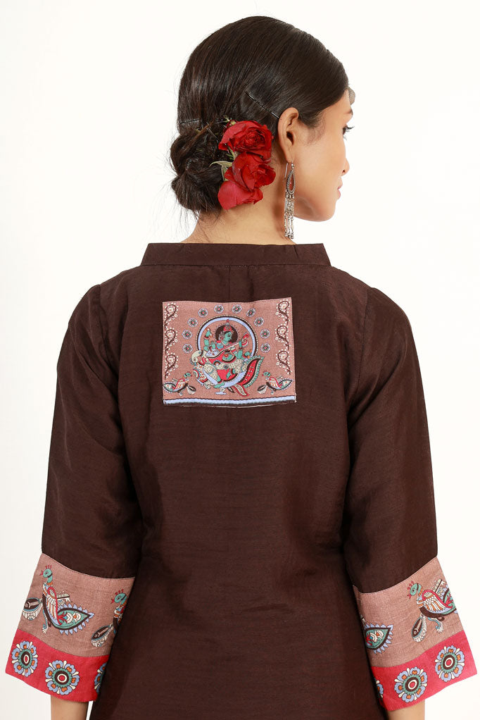 Coffee Saraswati Set + Brahmi dupatta ( set of 3 )