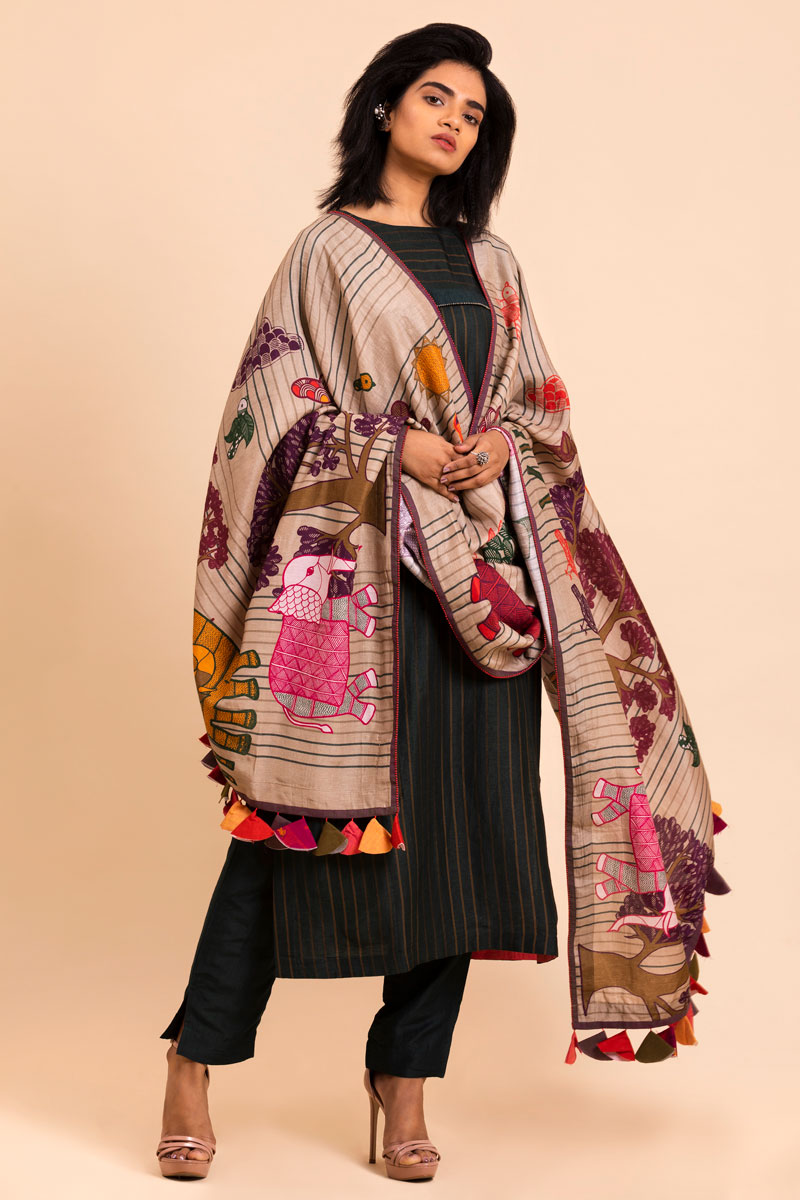 Bottle green set with dupatta (set of 3 )