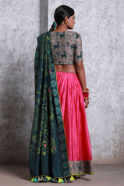 Bagh Pink lehenga (Set of 3)
