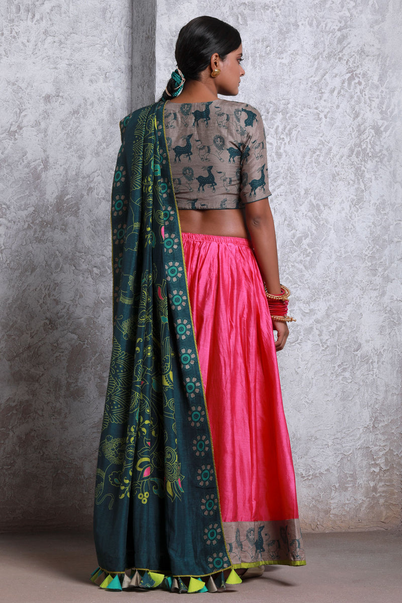 Bagh Pink lehenga (Set of 3)