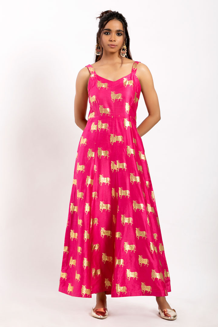 Rose-pink cow dress (set of 2)