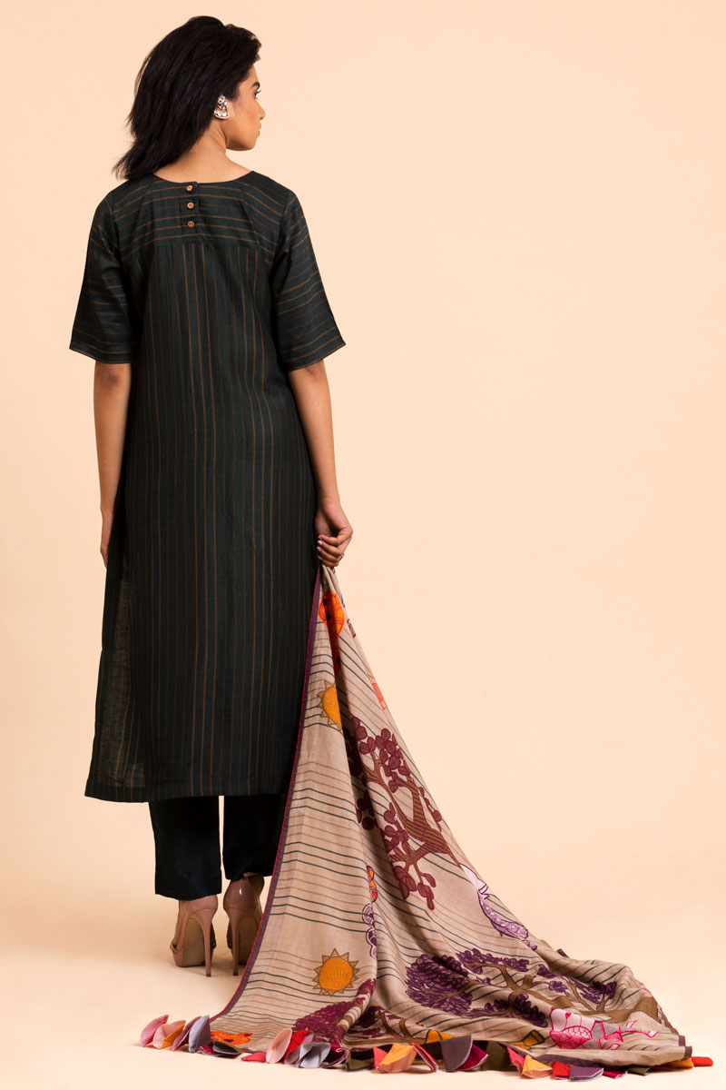 Bottle green set with dupatta (set of 3 )