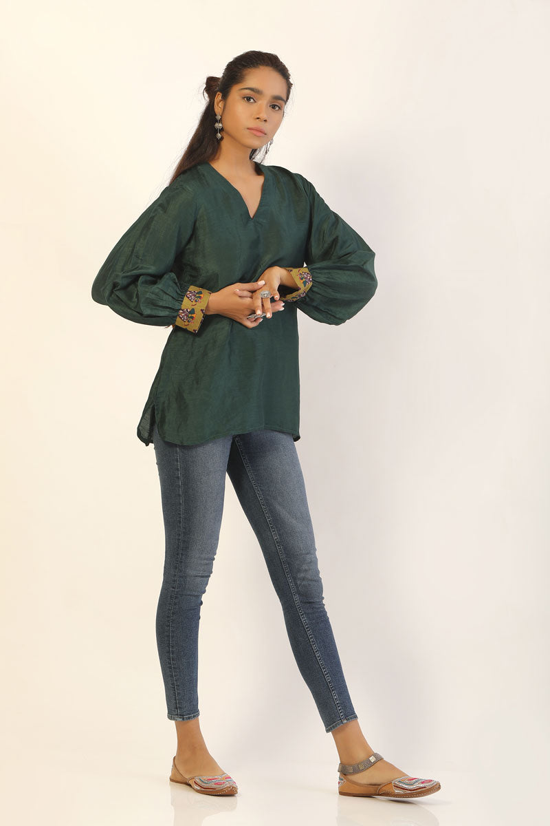 Green Maheshwara Kurti