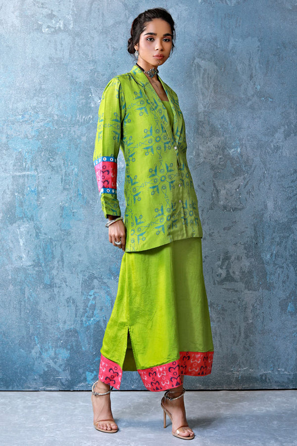 Aaina Lime Dress-Jacket Set (set of 2)