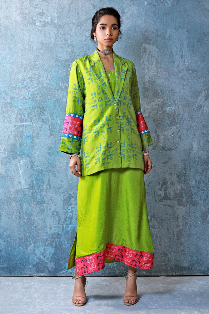 Aaina Lime Dress-Jacket Set (set of 2)