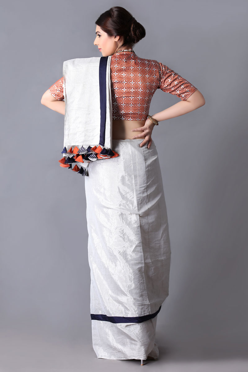 Metallic Silver saree