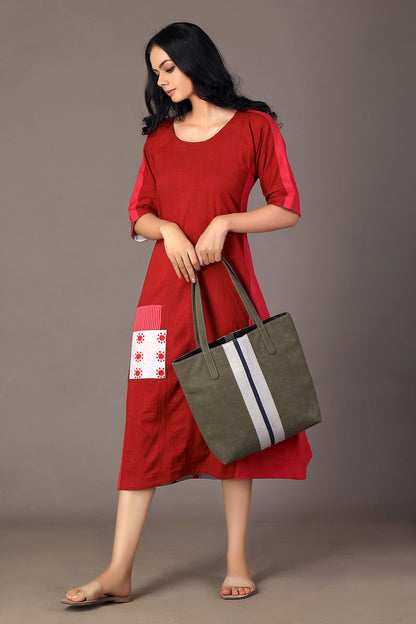 GREEN STRIPE TOTE BAG