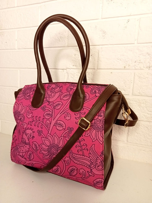 kalamkari Office Bag- Pink
