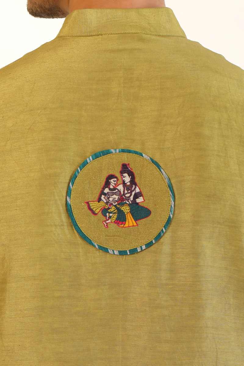 Sage green set of - 3 ( kurta + churidar + jacket )