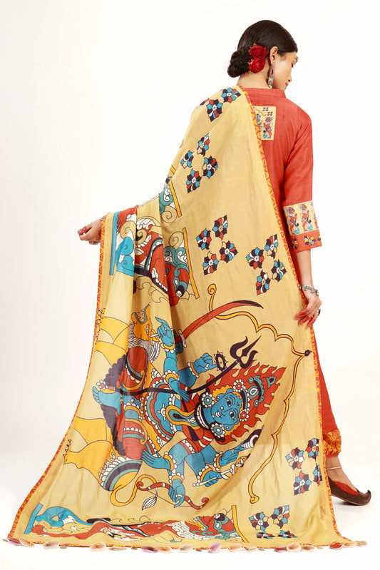 Orange Durga Set kurta+ salwar+ dupatta (SET OF 3 )
